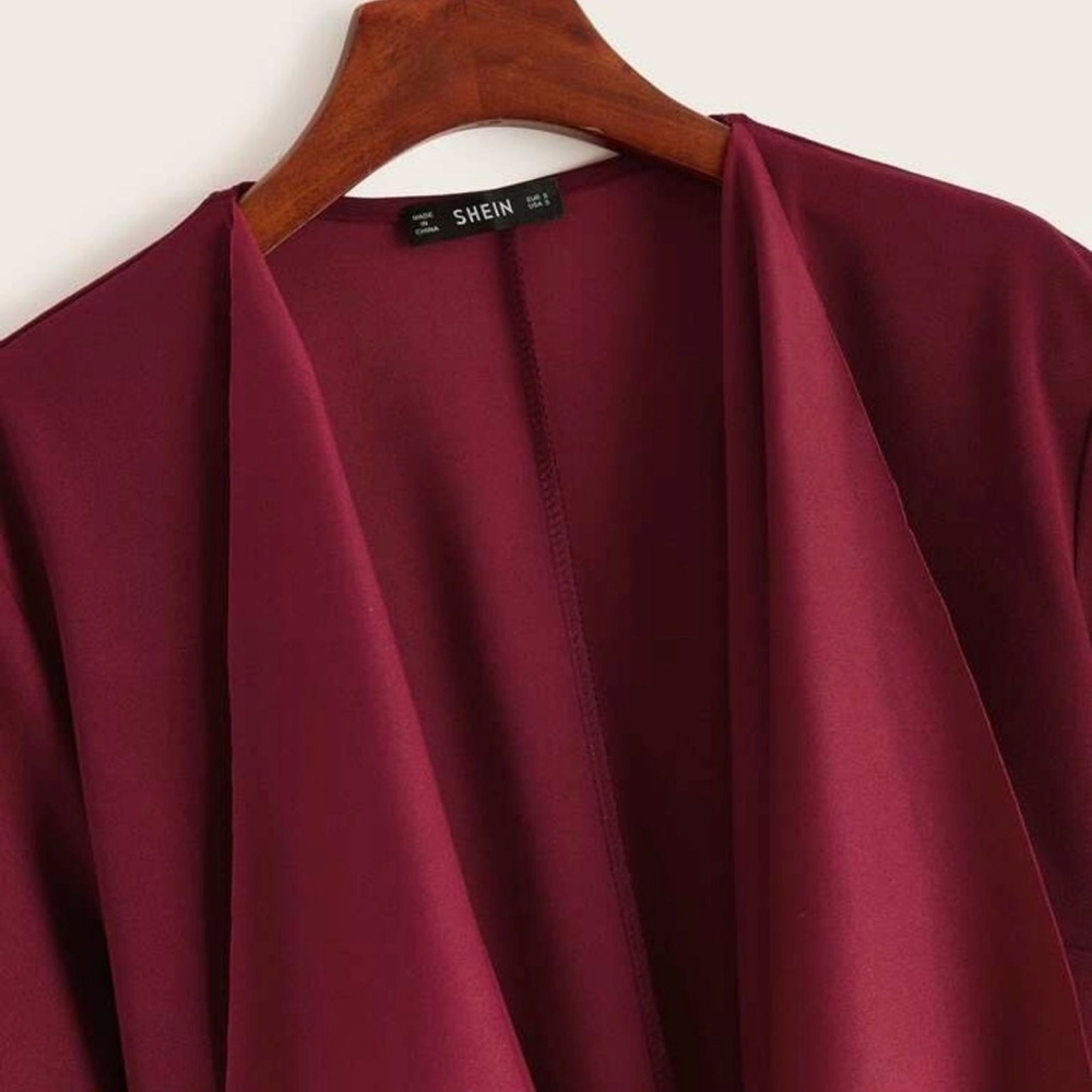 SHEIN Waterfall Collar Asymmetrical Hem
Belted Coat - Picture 3 of 4